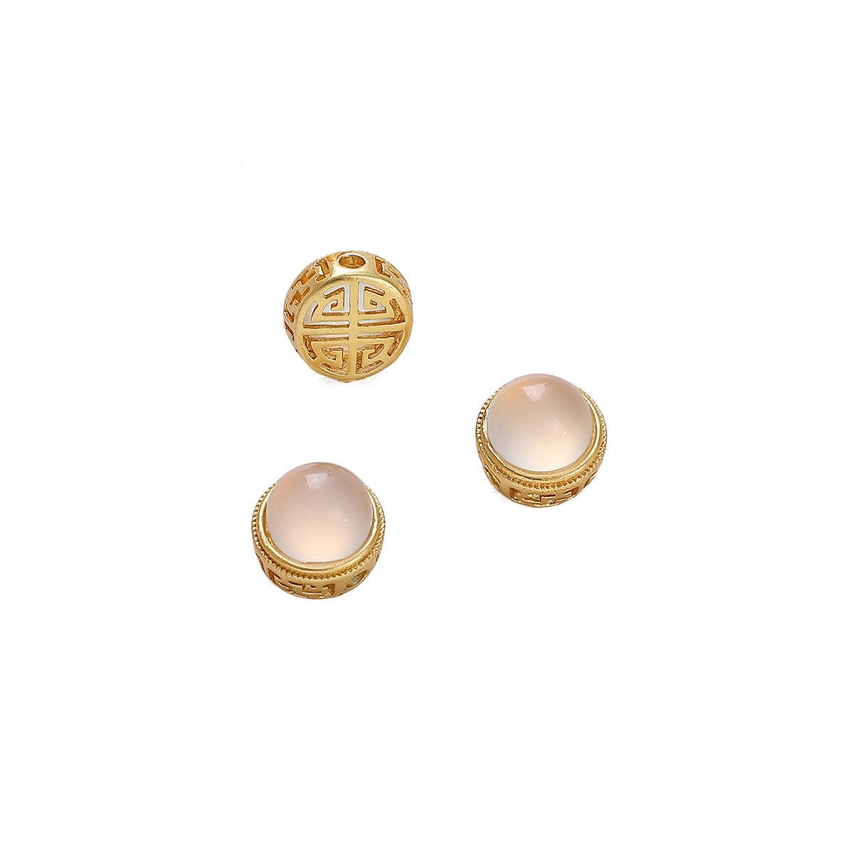 10mm Small Round Gold White Glass Bead 1.5mm Hole Diameter (1 pieces/pack)