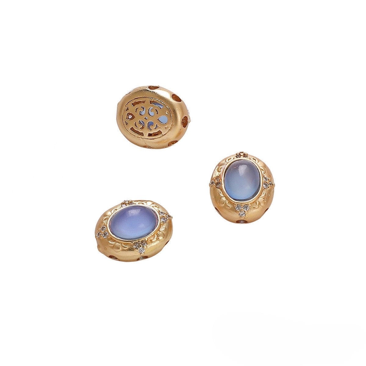 11x13mm Oval B Gold Blue Glass Bead 1.5mm Hole Diameter (1 pieces/pack)