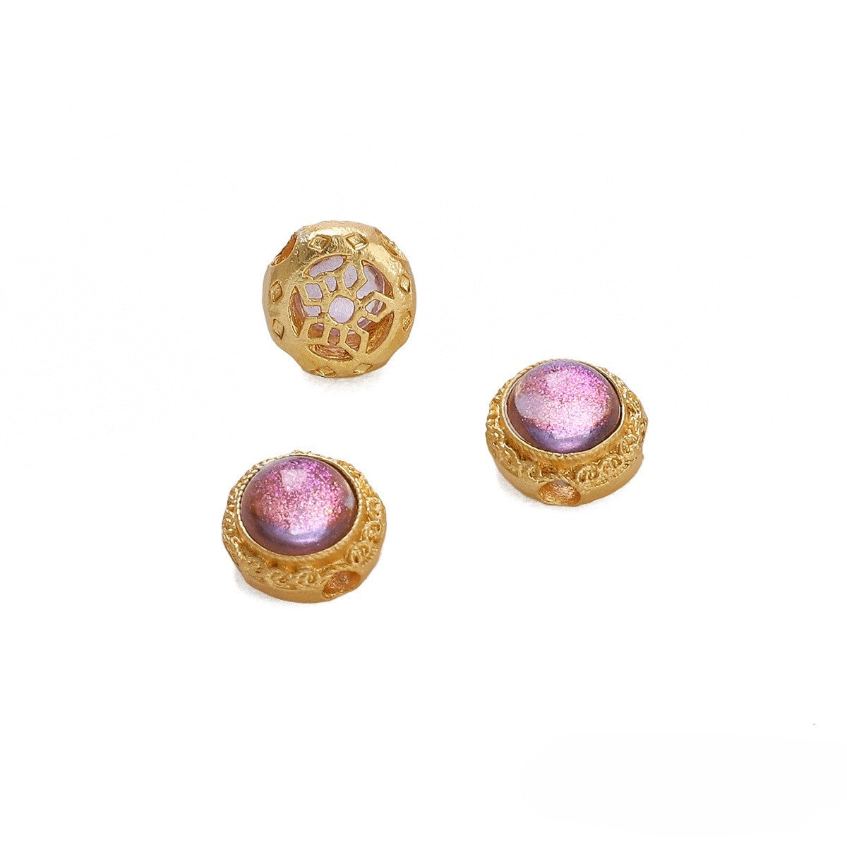 12mm Round Gold Purple Glass Bead 2.5mm Hole Diameter (1 pieces/pack)