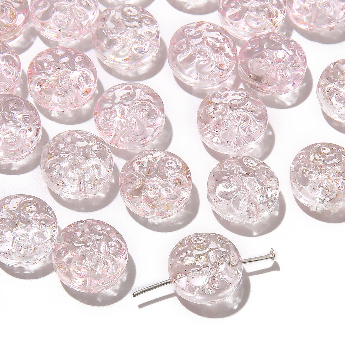 13mm Transparent Glass Patterned Beads - 13 Options Available