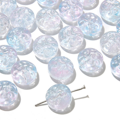 13mm Transparent Glass Patterned Beads - 13 Options Available