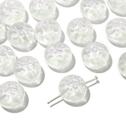 13mm Transparent Glass Patterned Beads - 13 Options Available