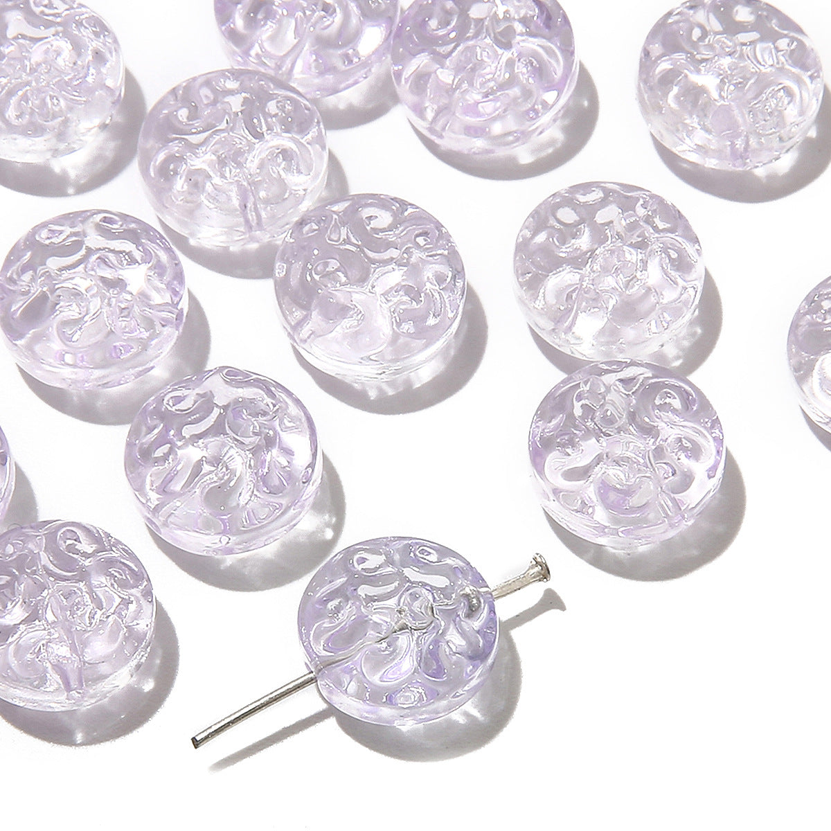 13mm Transparent Glass Patterned Beads - 13 Options Available