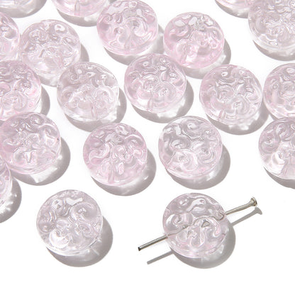 13mm Transparent Glass Patterned Beads - 13 Options Available