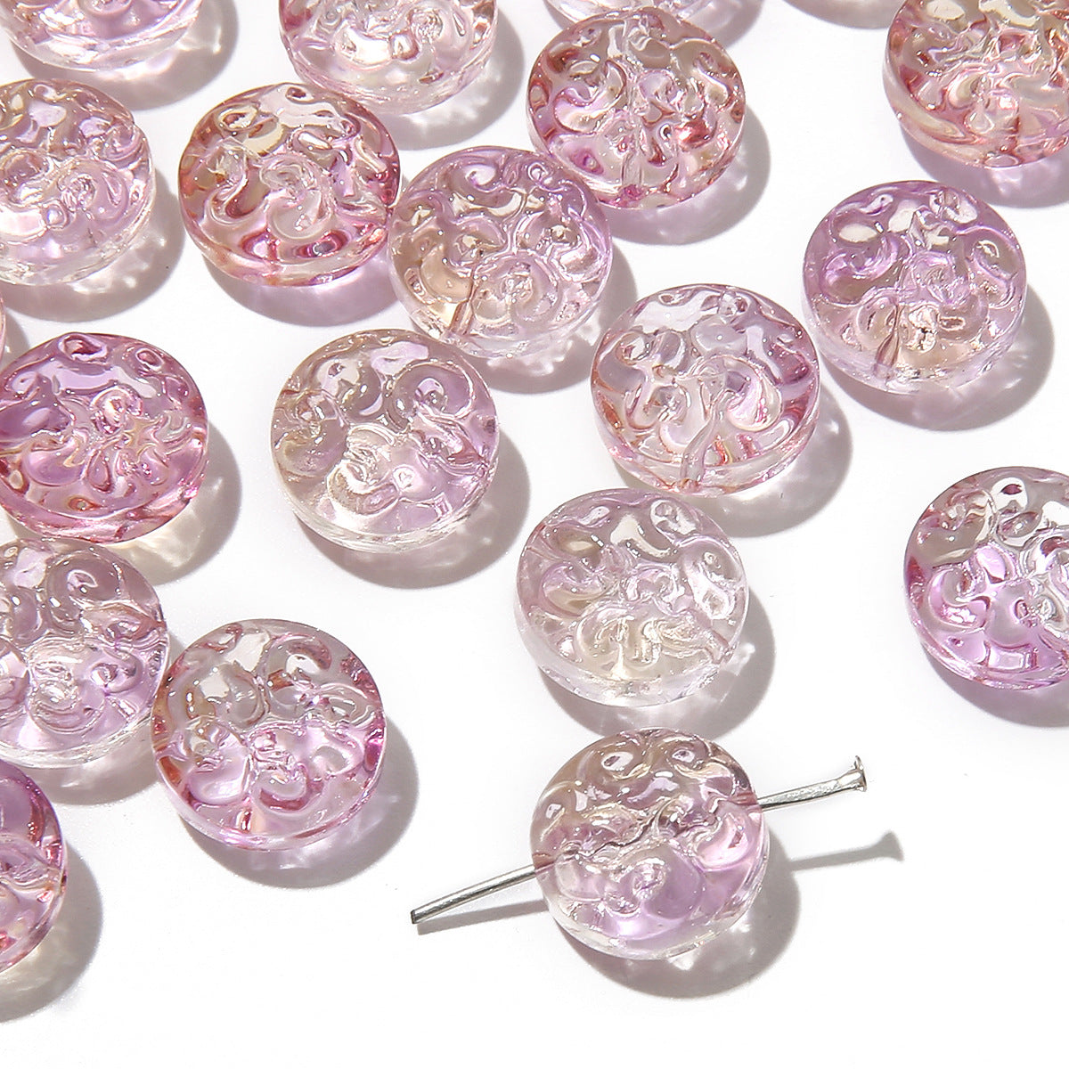 13mm Transparent Glass Patterned Beads - 13 Options Available