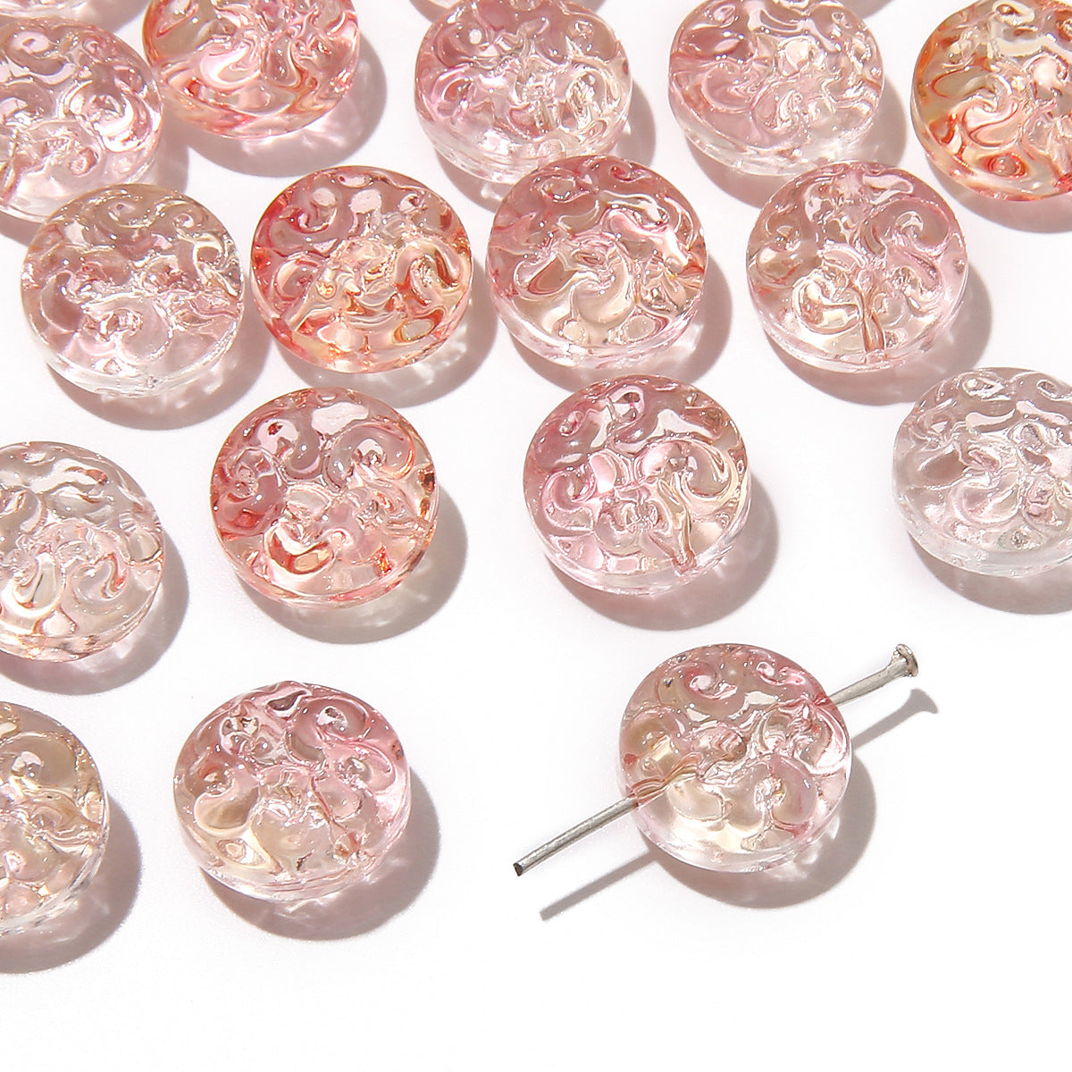 13mm Transparent Glass Patterned Beads - 13 Options Available