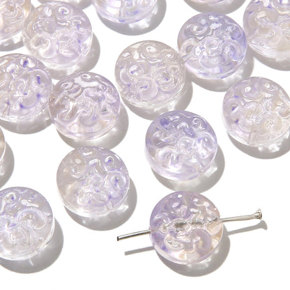 13mm Transparent Glass Patterned Beads - 13 Options Available