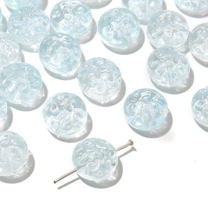 13mm Transparent Glass Patterned Beads - 13 Options Available