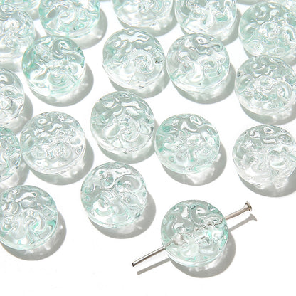 13mm Transparent Glass Patterned Beads - 13 Options Available