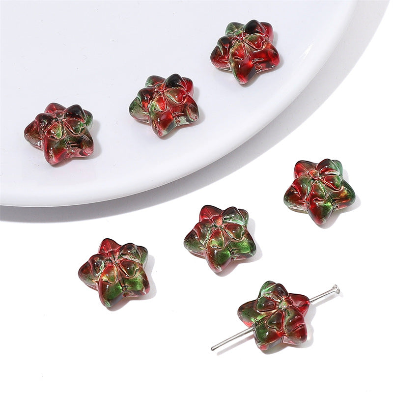 15x14mm Star-Shaped Bow Glass Beads - 7 Options Available