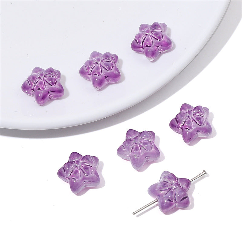 15x14mm Star-Shaped Bow Glass Beads - 7 Options Available