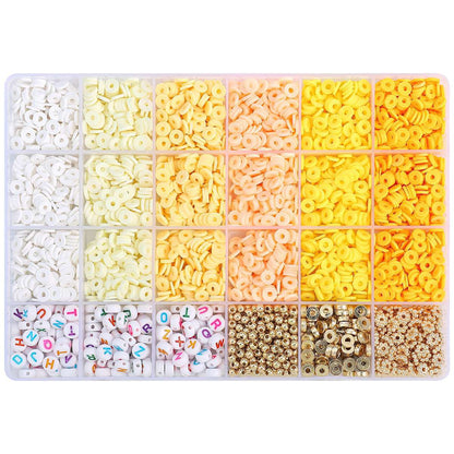 24-Compartment Gradient Color Polymer Clay Set with Letter Beads and Accessories DIY Kit - 6 Options Available