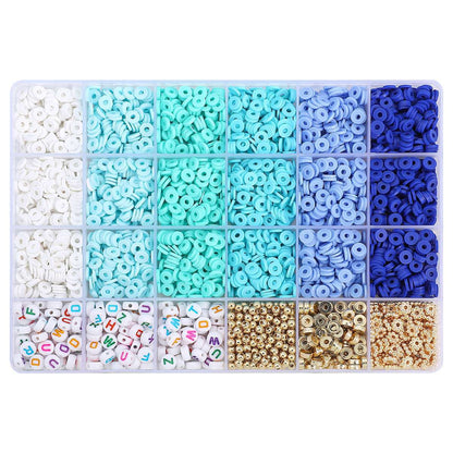 24-Compartment Gradient Color Polymer Clay Set with Letter Beads and Accessories DIY Kit - 6 Options Available