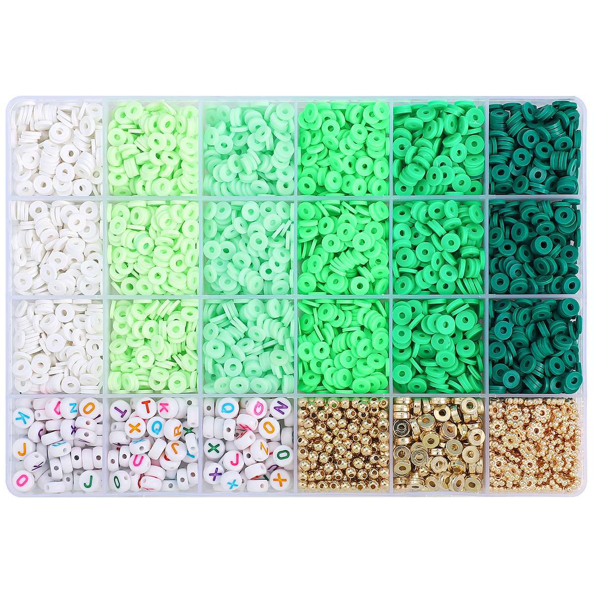 24-Compartment Gradient Color Polymer Clay Set with Letter Beads and Accessories DIY Kit - 6 Options Available