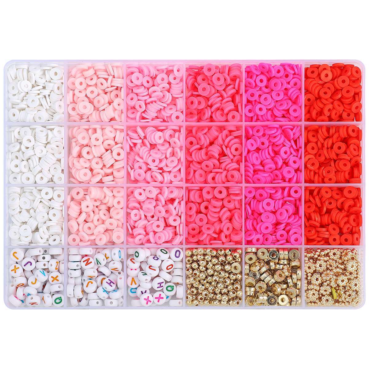 24-Compartment Gradient Color Polymer Clay Set with Letter Beads and Accessories DIY Kit - 6 Options Available