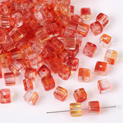 7mm Gradient Iridescent Cube Beads - 16 Options Available