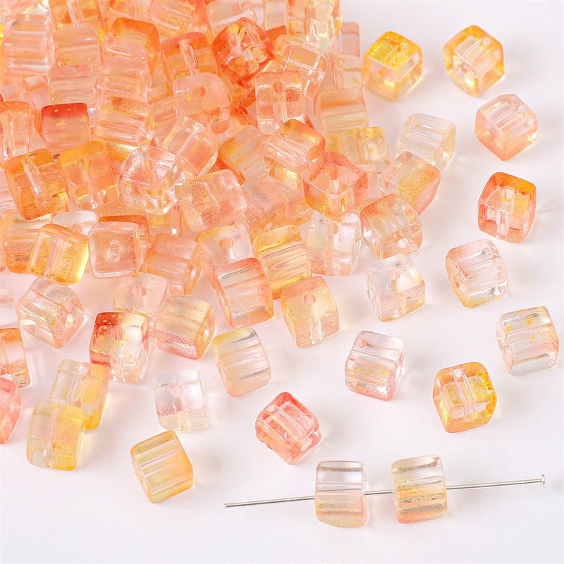 7mm Gradient Iridescent Cube Beads - 16 Options Available