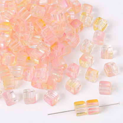 7mm Gradient Iridescent Cube Beads - 16 Options Available