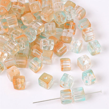 7mm Gradient Iridescent Cube Beads - 16 Options Available