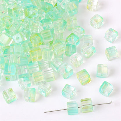 7mm Gradient Iridescent Cube Beads - 16 Options Available