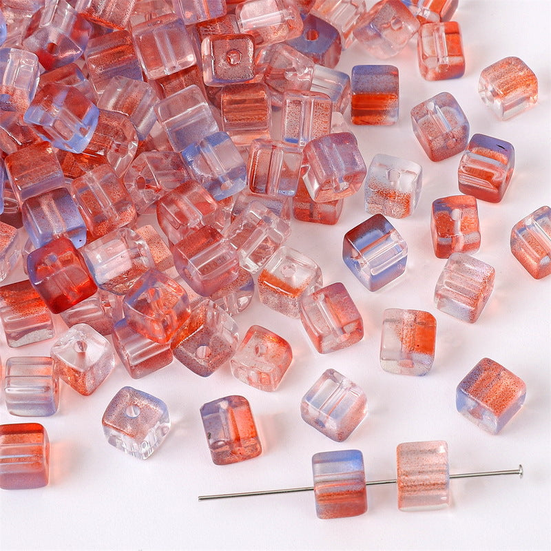 7mm Gradient Iridescent Cube Beads - 16 Options Available