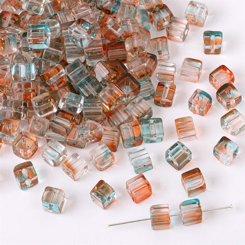 7mm Gradient Iridescent Cube Beads - 16 Options Available