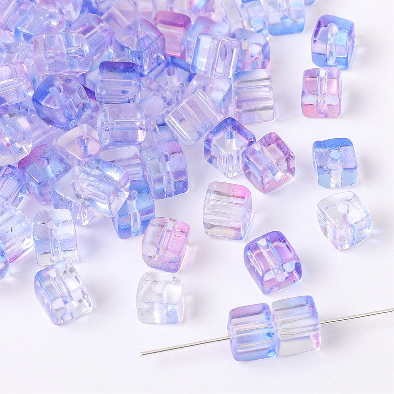 7mm Gradient Iridescent Cube Beads - 16 Options Available