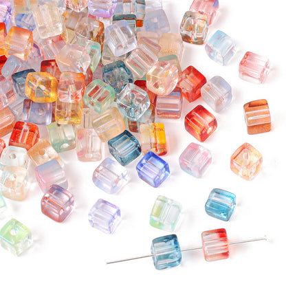 7mm Gradient Iridescent Cube Beads - 16 Options Available