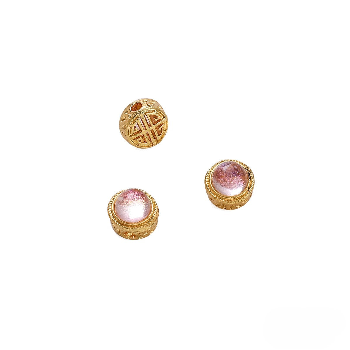 9mm Round Small Gold Purple Glass Bead 1.5mm Hole Diameter (1 pieces/pack)