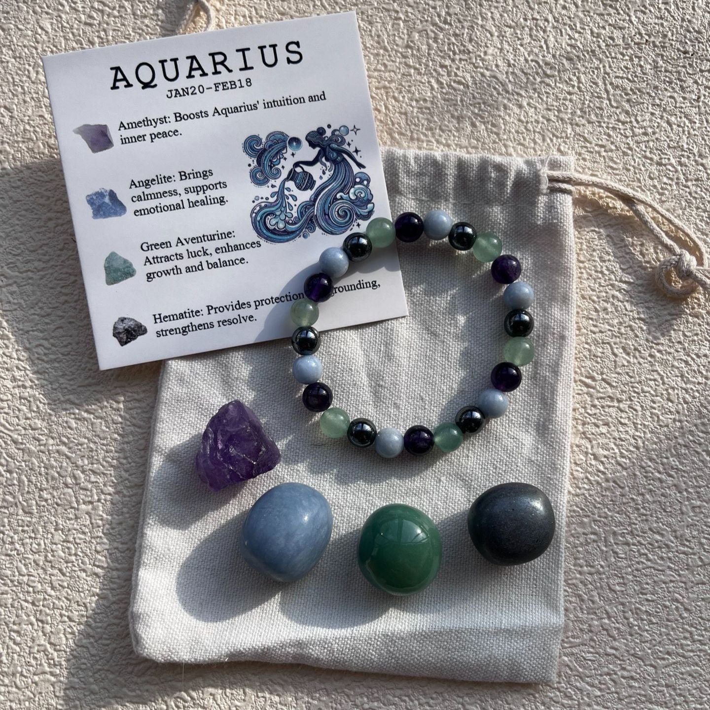 Aquarius Crystal Bracelet & Stone Set