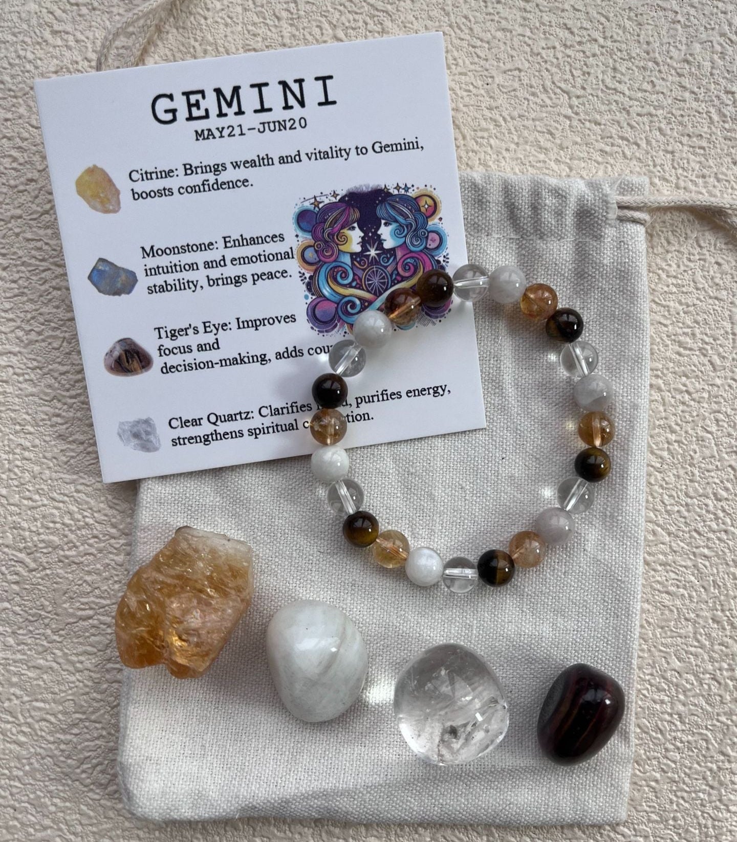 Gemini Crystal Bracelet & Stone Set