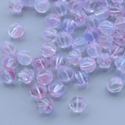 8-10mm Glass Pumpkin Beads - Available in 9 Different Color Options