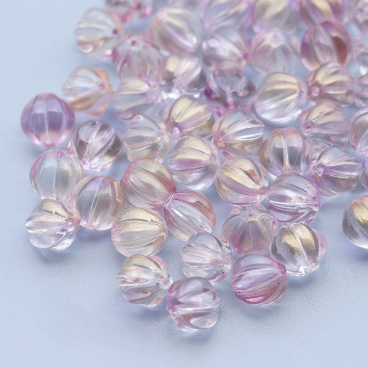 8-10mm Glass Pumpkin Beads - Available in 9 Different Color Options