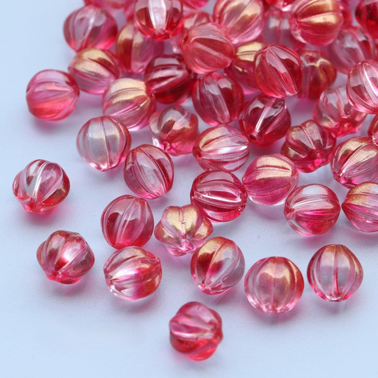 8-10mm Glass Pumpkin Beads - Available in 9 Different Color Options