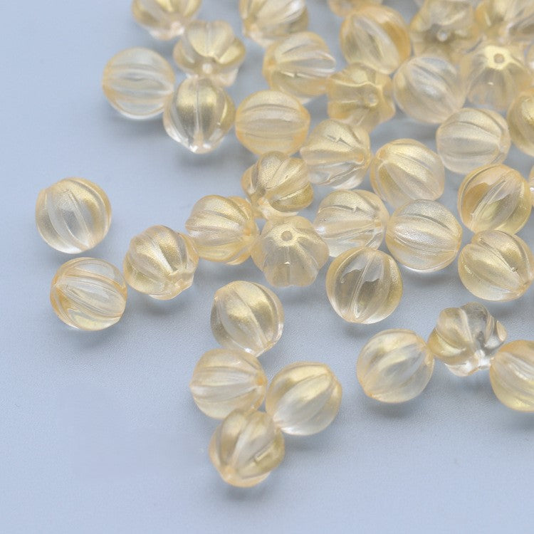 8-10mm Glass Pumpkin Beads - Available in 9 Different Color Options