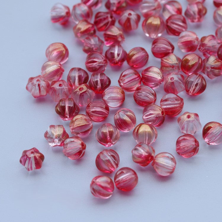 8-10mm Glass Pumpkin Beads - Available in 9 Different Color Options