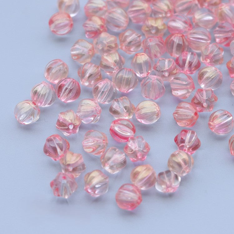 8-10mm Glass Pumpkin Beads - Available in 9 Different Color Options