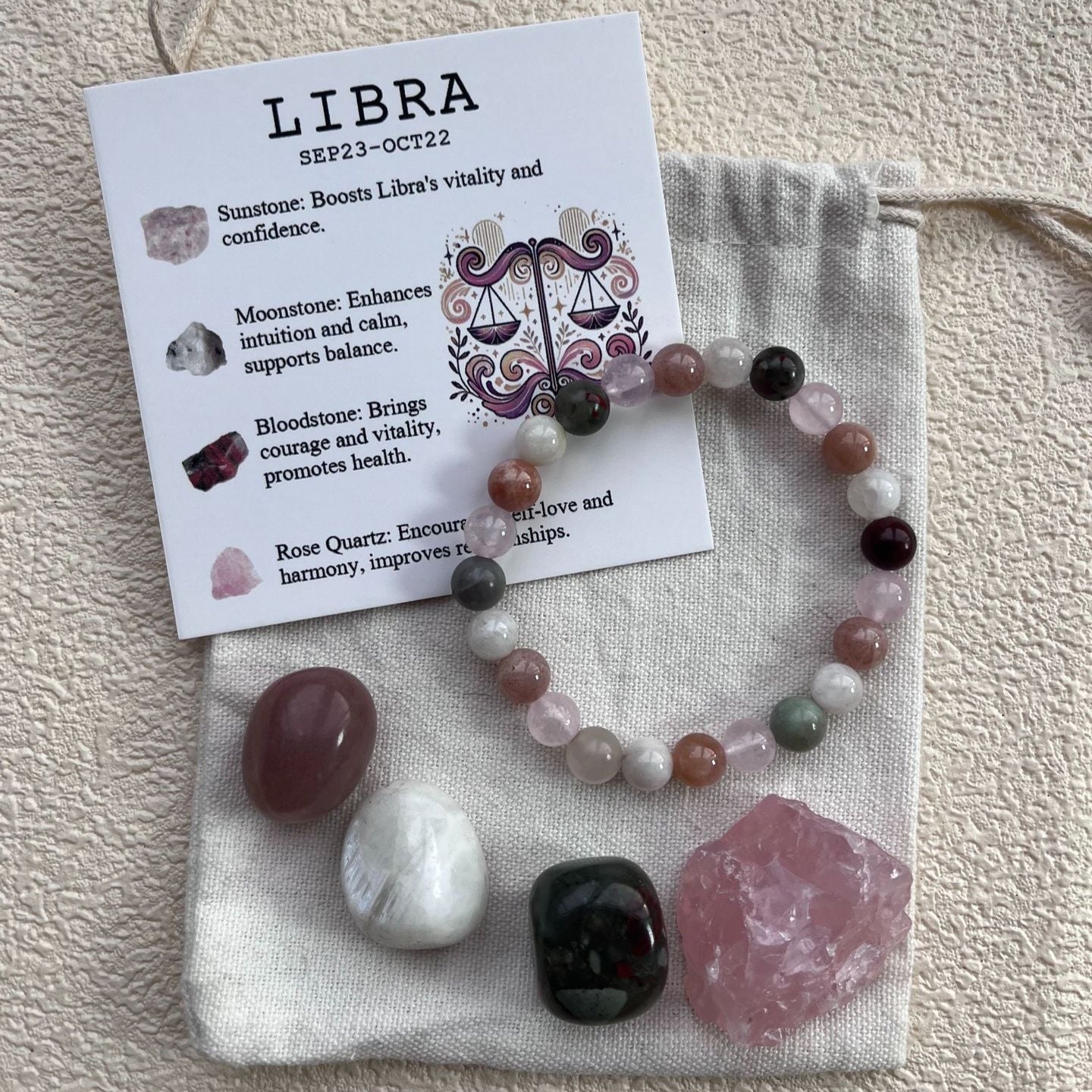 Libra Crystal Bracelet & Stone Set