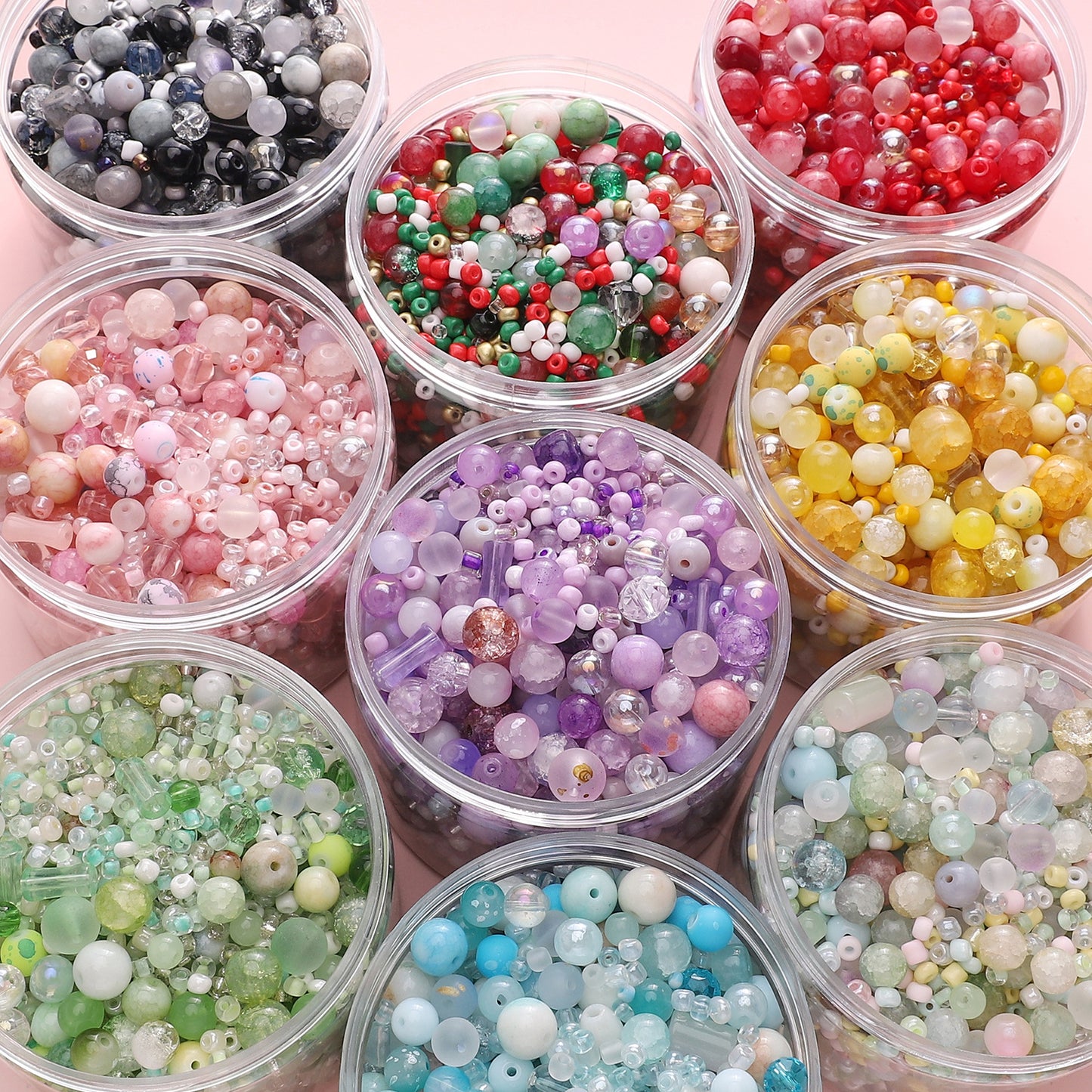 Mixed Style Glass Beads - Available in 9 Different Color Options