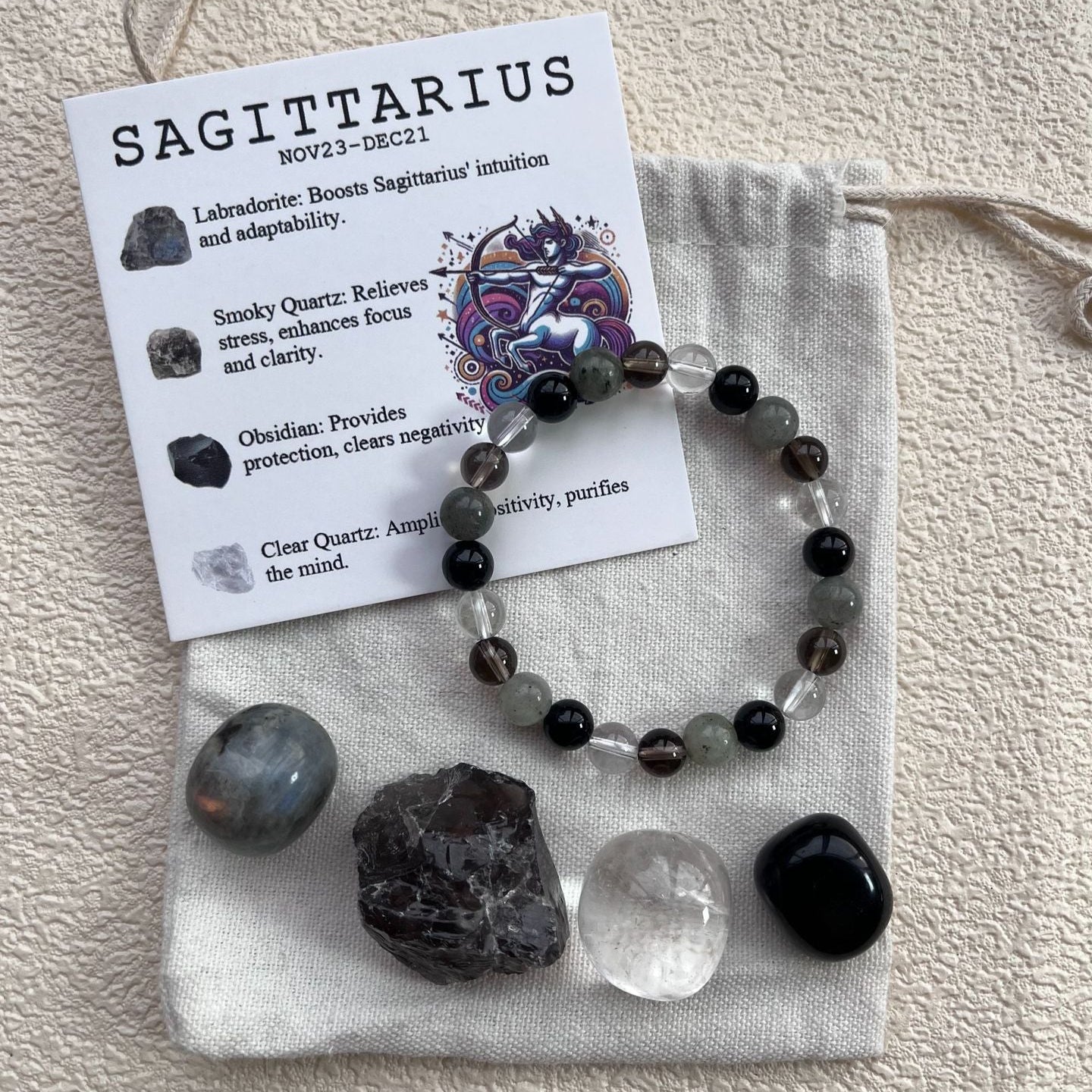 Sagittarius Crystal Bracelet & Stone Set